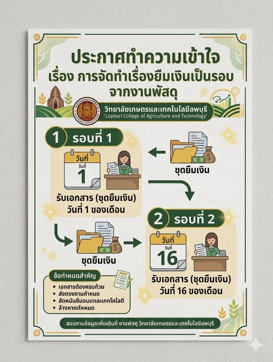 การจัดทำเรื่องยืมเงินเป็นรอบจากพัสดุ